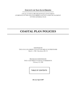 Coastal Plan Policies