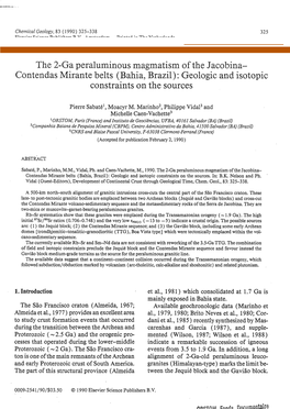 Bahia, Brazil) : Geologic and Isotopic Constraints on the Sources