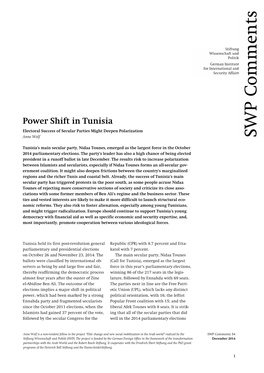 Power Shift in Tunisia. Electoral Success of Secular Parties Might