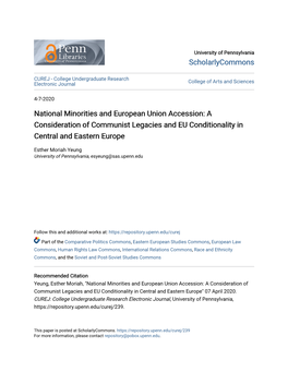 National Minorities and European Union Accession: a Consideration of Communist Legacies and EU Conditionality in Central and Eastern Europe