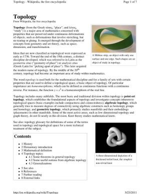 Topology - Wikipedia, the Free Encyclopedia Page 1 of 7