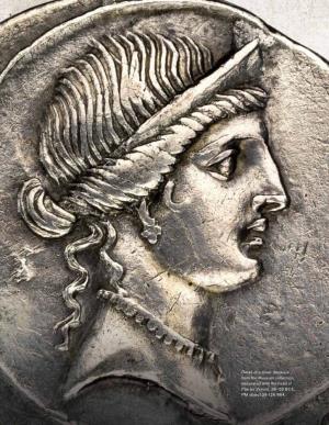 Detail of a Silver Denarius from the Museum Collection, Decorated with the Head of Pax (Or Venus), 36–29 BCE