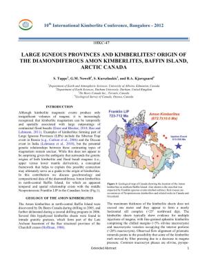 Origin of the Diamondiferous Amon Kimberlites, Baffin Island, Arctic Canada