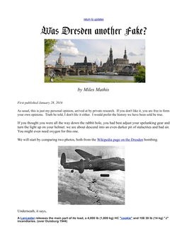 Was Dresden Also Faked?