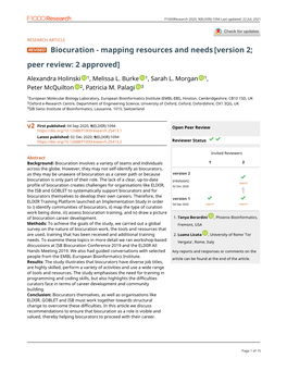 Biocuration - Mapping Resources and Needs [Version 2; Peer Review: 2 Approved]