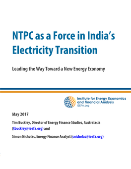 NTPC As a Force in India's Electricity Transition: Leading the Way Toward a New Energy Economy