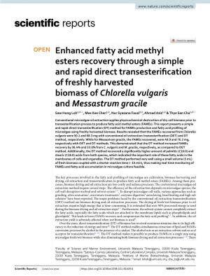 Enhanced Fatty Acid Methyl Esters Recovery Through a Simple And