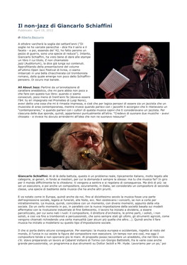 Il Non-Jazz Di Giancarlo Schiaffini Pubblicato: April 19, 2012 Di Alberto Bazzurro