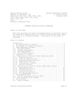 Network Working Group Internet Architecture Board Request for Comments: 1720 J