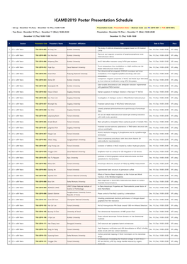 ICAMD2019 Poster Presentation Schedule