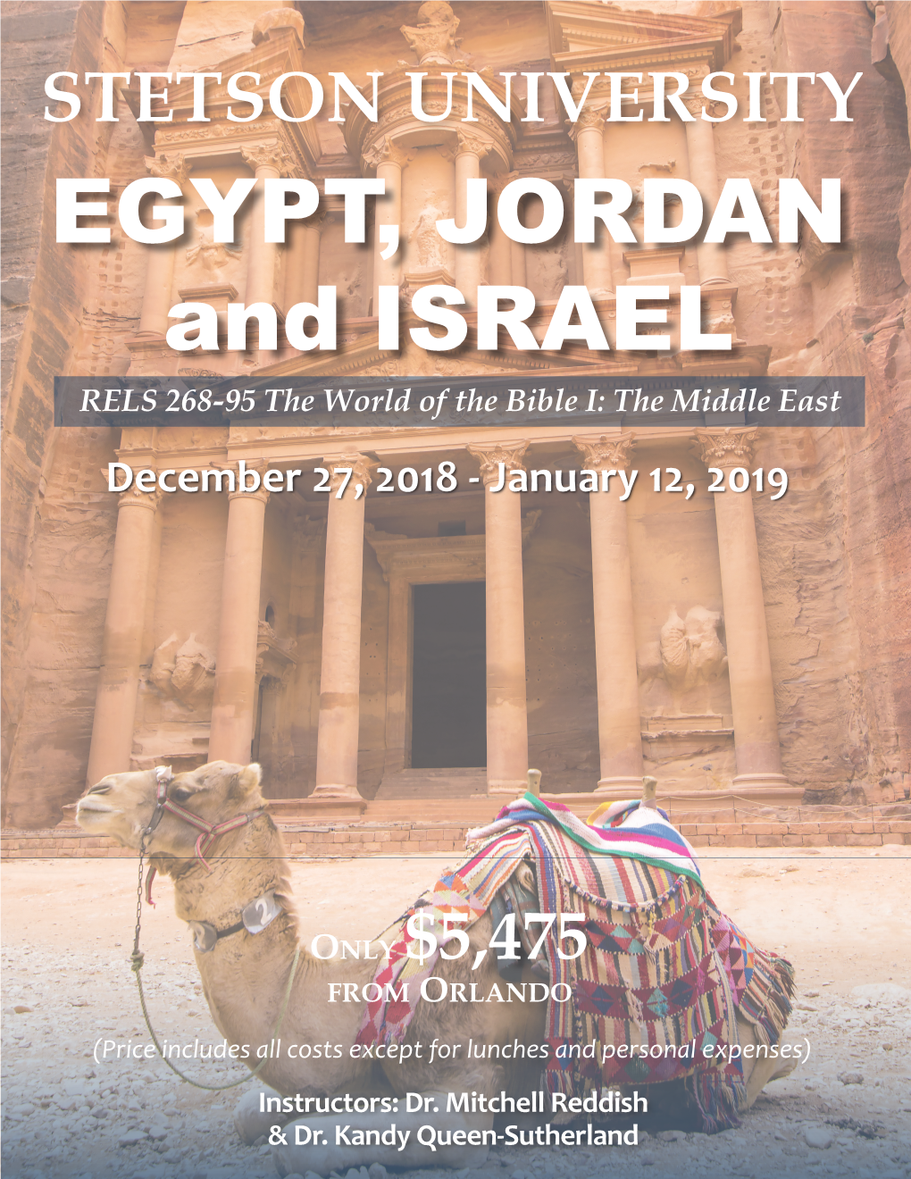 EGYPT, JORDAN and ISRAEL RELS 268-95 the World of the Bible I: the Middle East December 27, 2018 - January 12, 2019