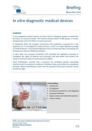 In Vitro Diagnostic Medical Devices
