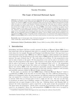The Logic of Internal Rational Agent 1 Introduction