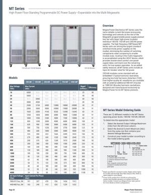 MT Series High-Power Floor-Standing Programmable DC Power Supply • Expandable Into the Multi-Megawatts