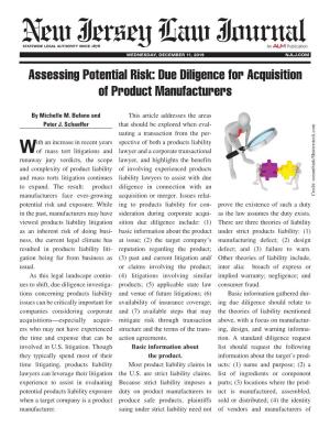 Assessing Potential Risk: Due Diligence for Acquisition of Product Manufacturers
