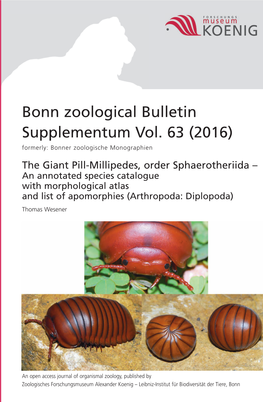 Bonn Zoological Bulletin Supplementum Vol. 63 (2016)