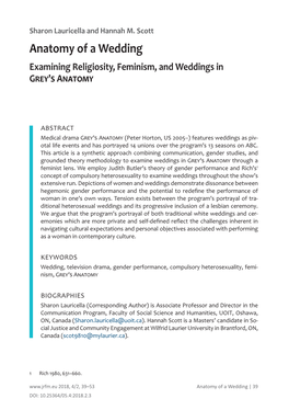 Examining Religiosity, Feminism, and Weddings in Grey's Anatomy