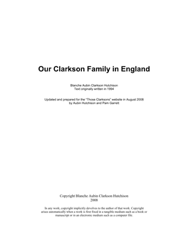 Our Clarkson Family in England