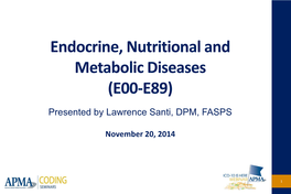 Endocrine, Nutritional and Metabolic Diseases (E00-E89)