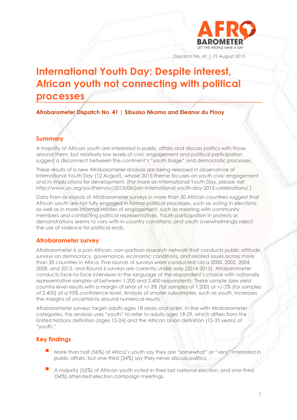 International Youth Day: Despite Interest, African Youth Not Connecting with Political Processes