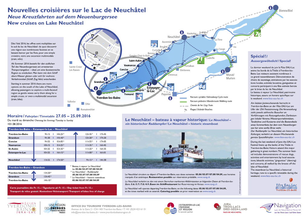 Nouvelles Croisières Sur Le Lac De Neuchâtel Bienne/Biel Neue Kreuzfahrten Auf Dem Neuenburgersee New Cruises on Lake Neuchâtel