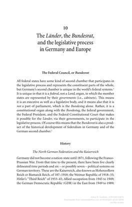 The Länder, the Bundesrat, and the Legislative Process in Germany and Europe
