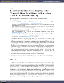 Research on the International Roughness Index Threshold of Road Rehabilitation in Metropolitan Areas: a Case Study in Taipei City