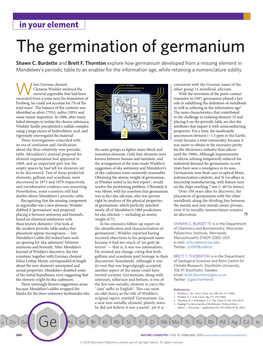 The Germination of Germanium Shawn C