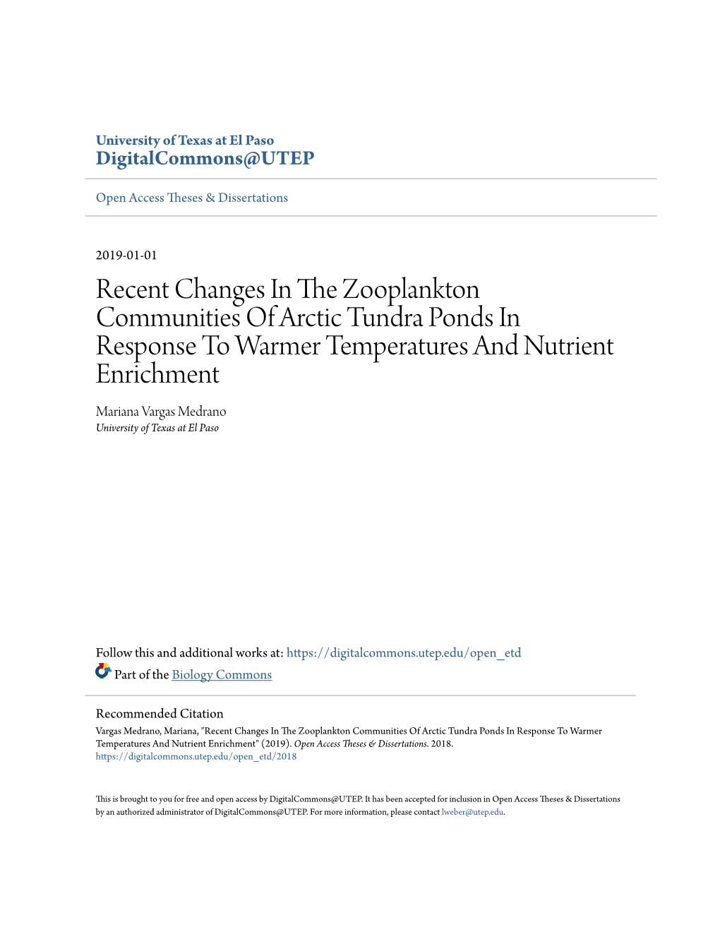 Recent Changes in the Zooplankton Communities of Arctic Tundra