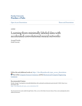 Learning from Minimally Labeled Data with Accelerated Convolutional Neural Networks Aysegul Dundar Purdue University
