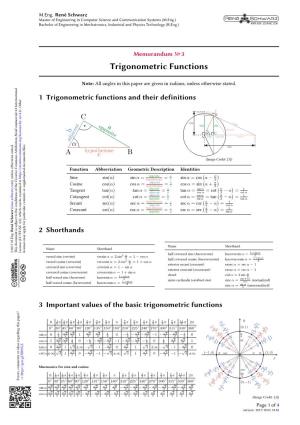 Trigonometric Functions (Memorandum № 3)
