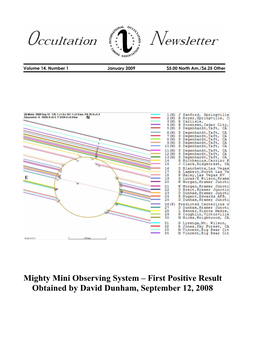 First Positive Result Obtained by David Dunham, September 12, 2008 International Occultation Timing Association, Inc