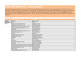 EURO SKO NORGE AS - Leverandørliste Denne Listen Omfatter Leverandører Som Euro Sko Norge AS Bruker Til Produksjon Av Egne Merkevarer