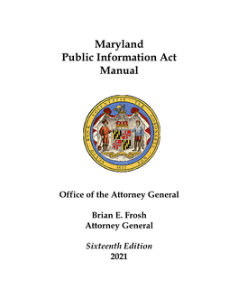 Maryland Public Information Act Manual