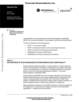 AN2321/D: Designing for Board Levell Electromagnetic Compatibility