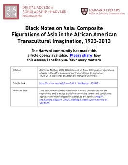 Composite Figurations of Asia in the African American Transcultural Imagination, 1923-2013