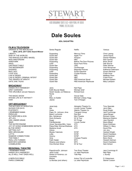 Dale Soules Theatrical Resume