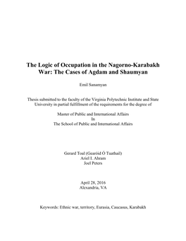 The Logic of Occupation in the Nagorno-Karabakh War: the Cases of Agdam and Shaumyan
