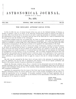 Pq Lo Lo ^ the { Astronomical Journal. Founded by B. A