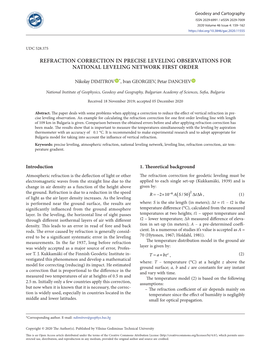 Refraction Correction in Precise Leveling Observations for National Leveling Network First Order