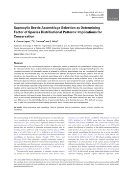 Saproxylic Beetle Assemblage Selection As Determining Factor of Species Distributional Patterns: Implications for Conservation