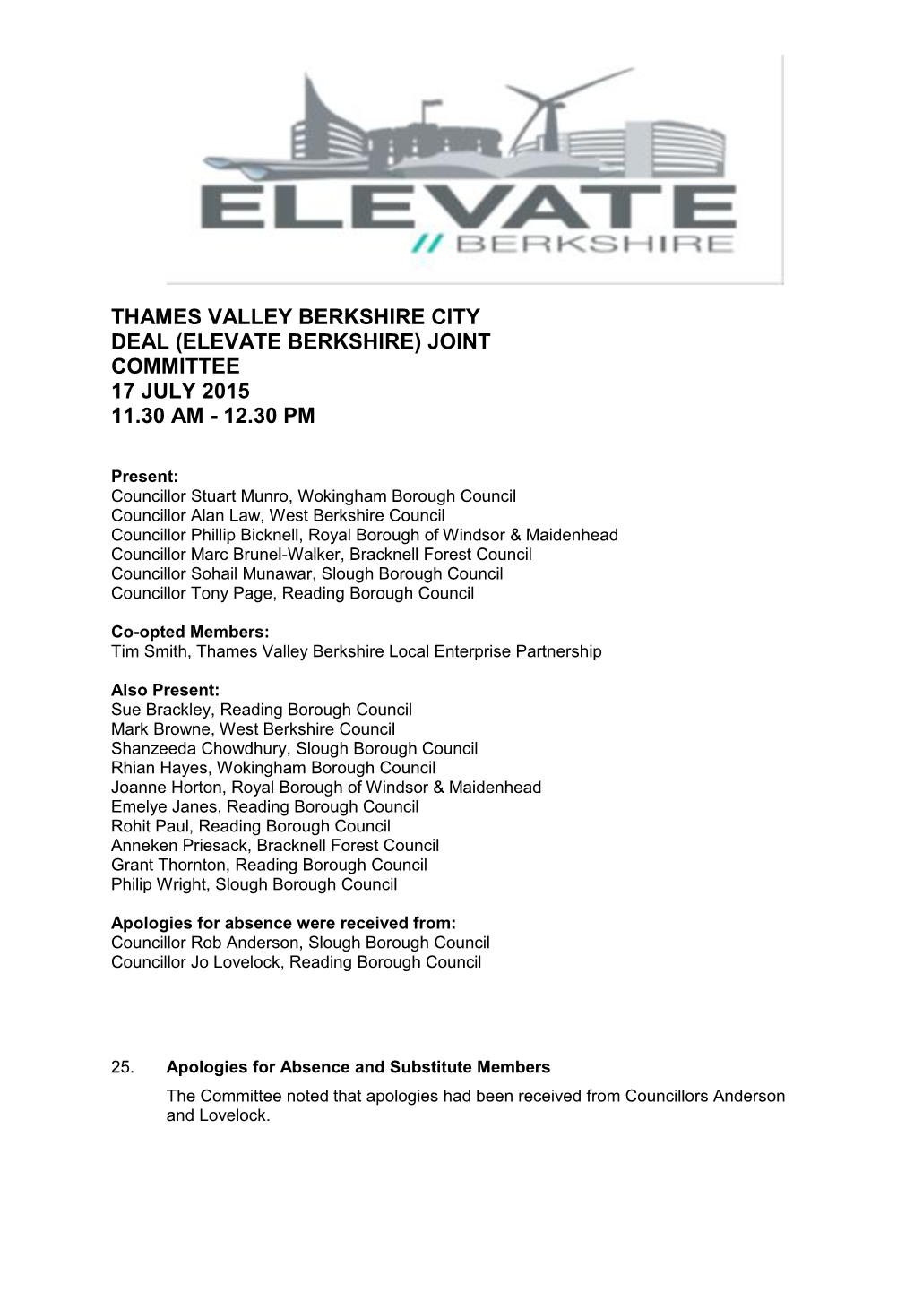 (Public Pack)Minutes Document for Thames Valley Berkshire City Deal