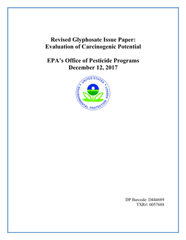 Revised Glyphosate Issue Paper: Evaluation of Carcinogenic Potential