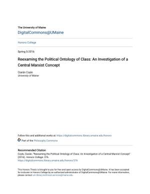 Reexaming the Political Ontology of Class: an Investigation of a Central Marxist Concept
