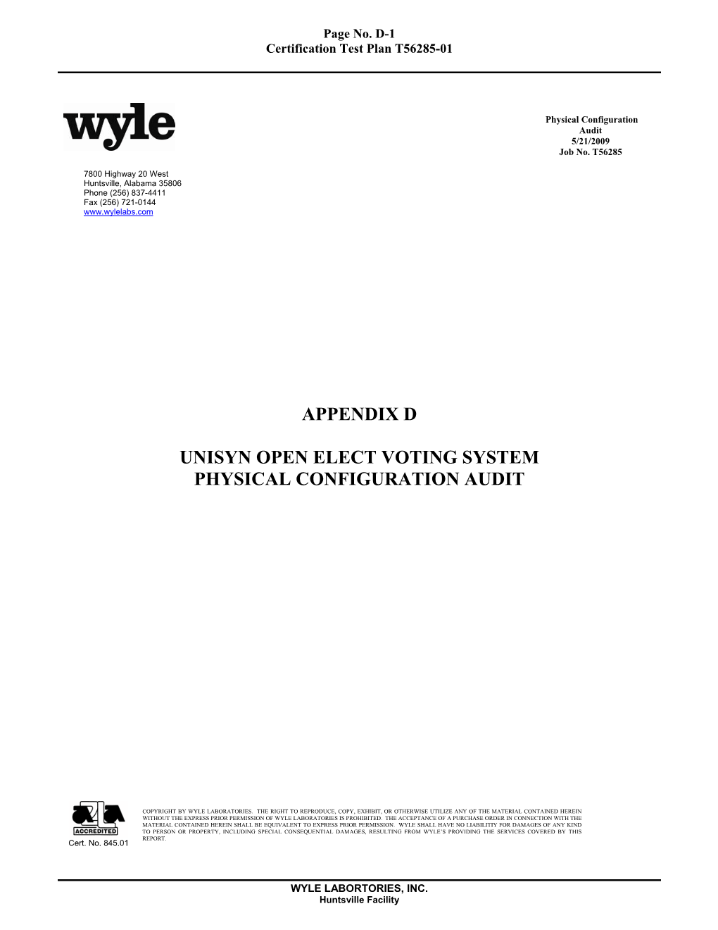 Appendix D Unisyn Open Elect Voting System Physical