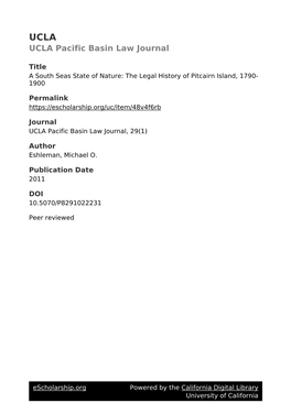 South Seas State of Nature: the Legal History of Pitcairn Island, 1790-1900, A
