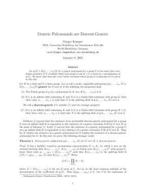 Generic Polynomials Are Descent-Generic