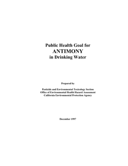 Public Health Goal for ANTIMONY in Drinking Water