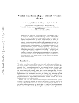 Verified Compilation of Space-Efficient Reversible Circuits