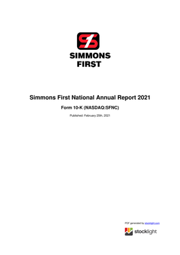 Simmons First National Annual Report 2021